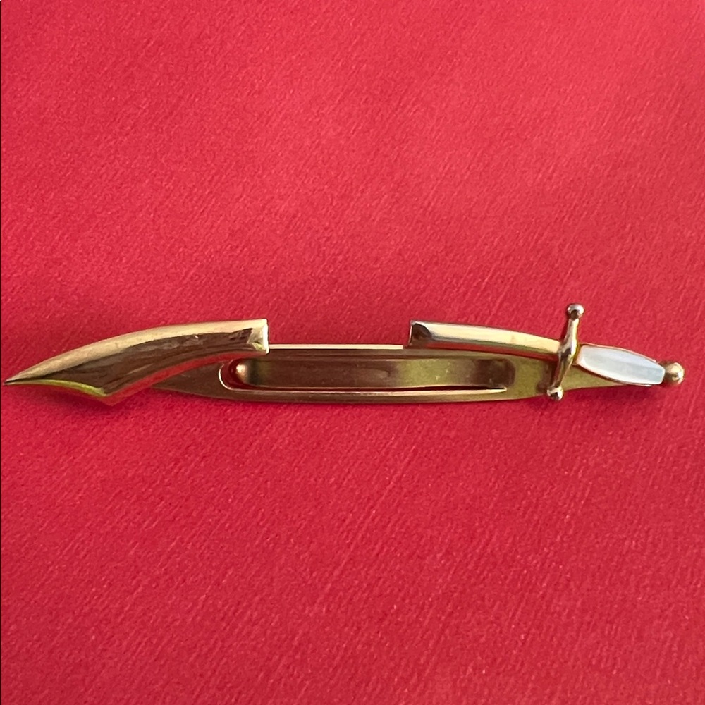 Vintage SWANK Dagger Sword Tie Bar| Gold Tone | Mid-Century Men’s Accessory